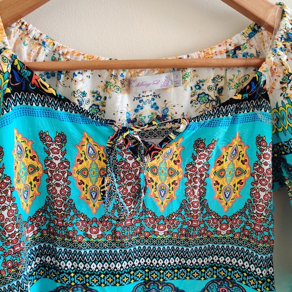 MISSY 2|| Oriental print top/blouse with lace hemline Size 8 - Picture 7 of 11